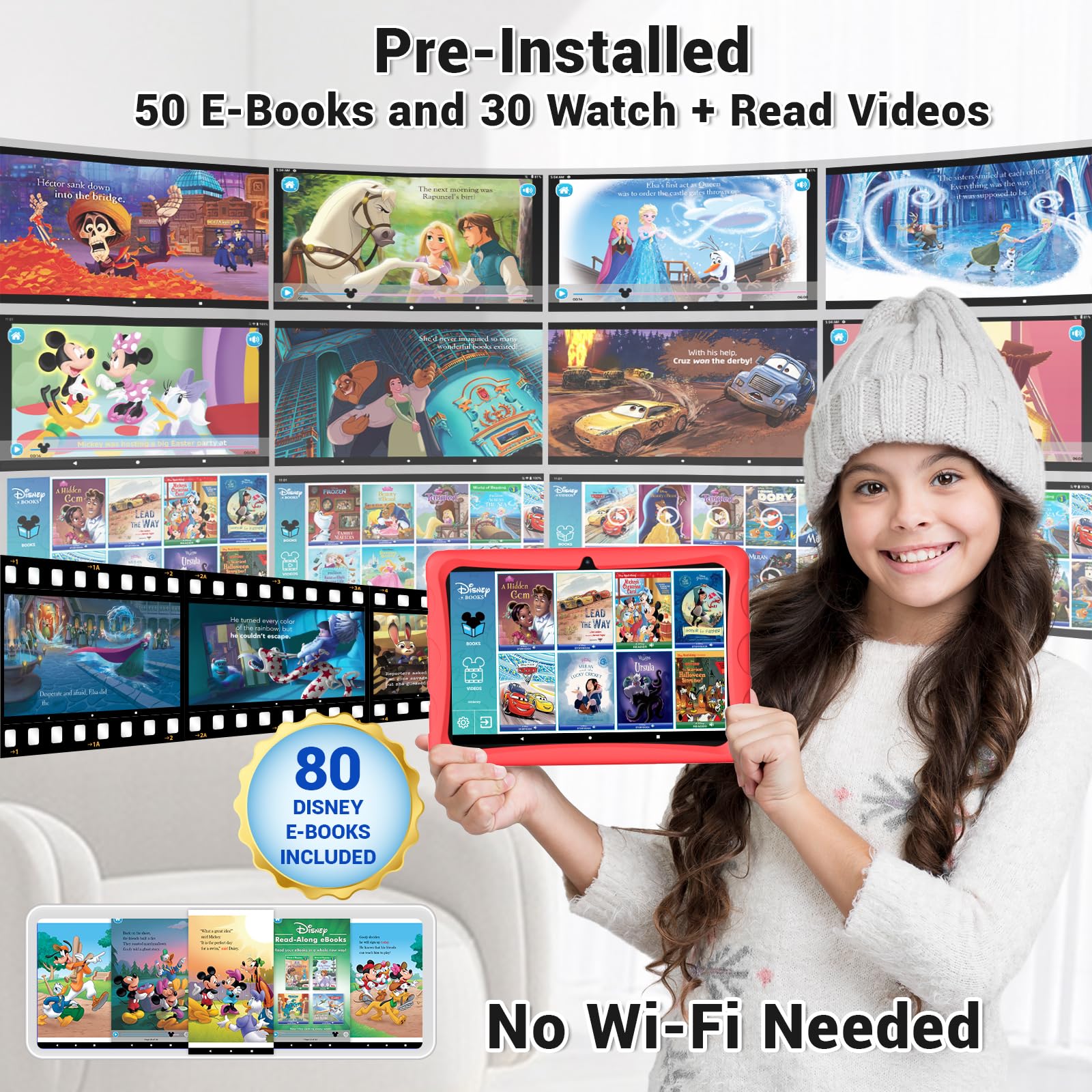 Contixo K103 Kids Tablet   Tablet For Kids Toddler With 80 Disney Storybooks Pre Installed, 10 Inch, 32Gb, Android Wifi, Parental Control, Learning Tablet For Children, Kid Proof Case (Red)